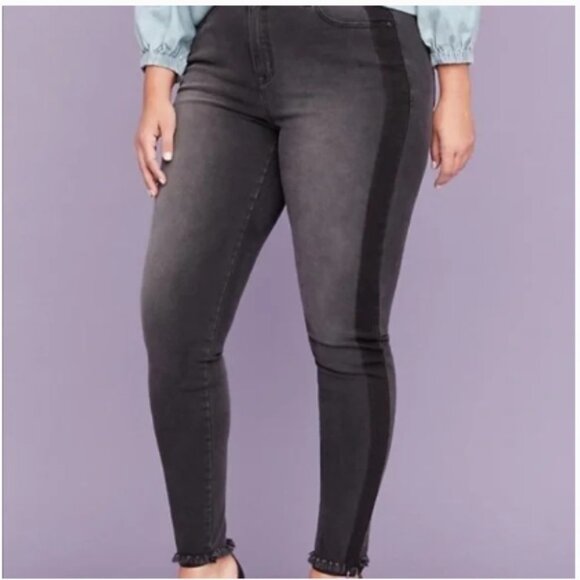 LANE BRYANT High Rise Raw Hem Skinny Jeans - Picture 1 of 10